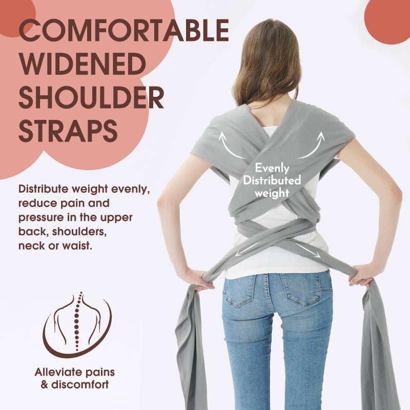 Acrabros Baby Wrap Carrier,Hands Free Baby Carrier Sling,Lightweight,Breathable,Softness,Perfect for Newborn Infants and Babies Shower Gift,Grey - Image 3